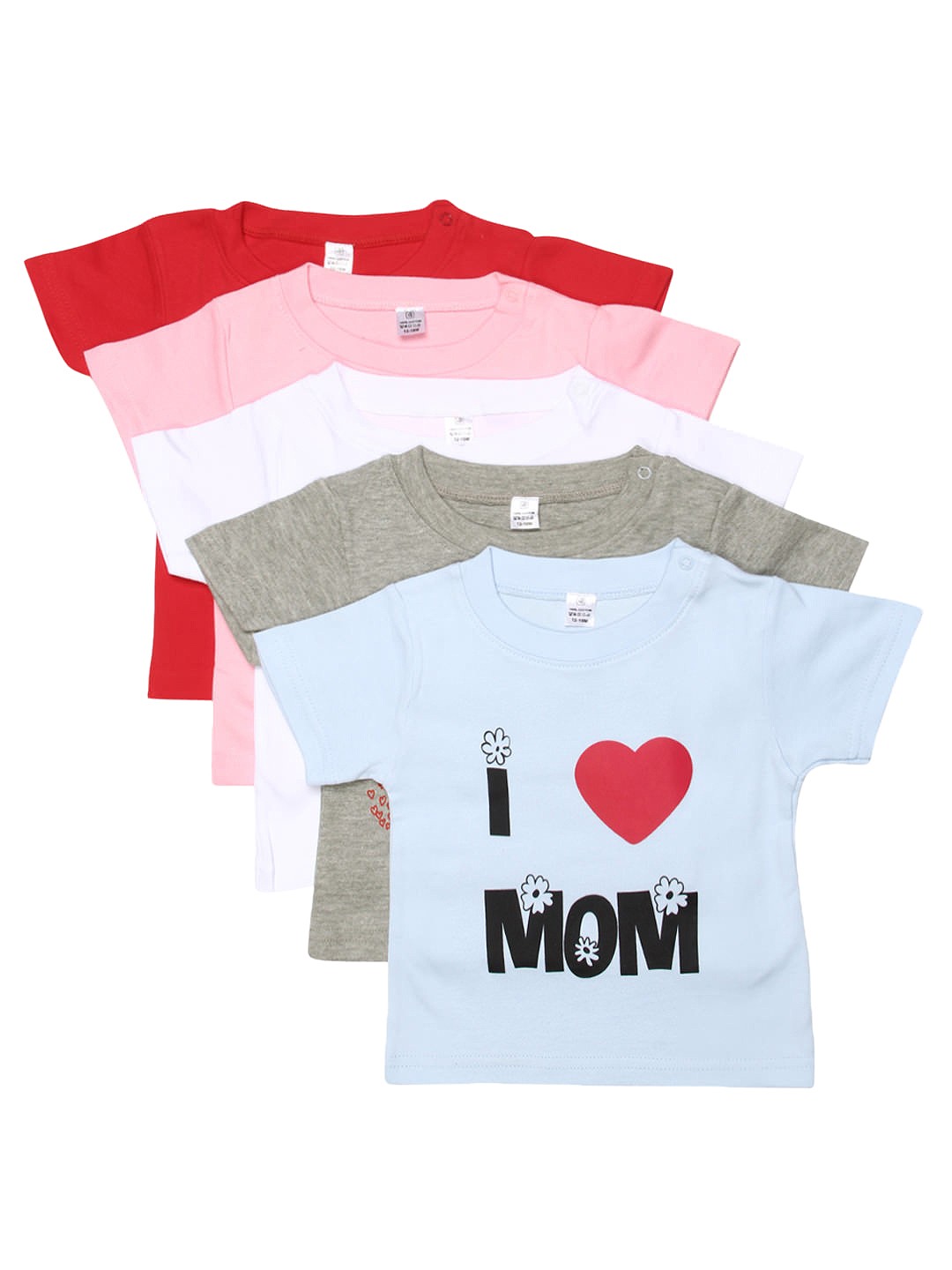 

GKIDZ Infant Kids Pack of 5 Pure Cotton Printed Pure Cotton T-shirts, Blue