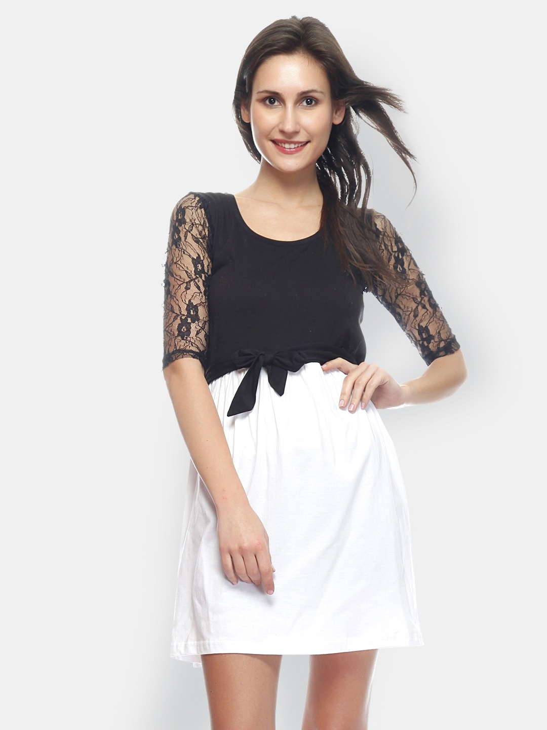 

Gritstones Black & White Fit & Flare Dress