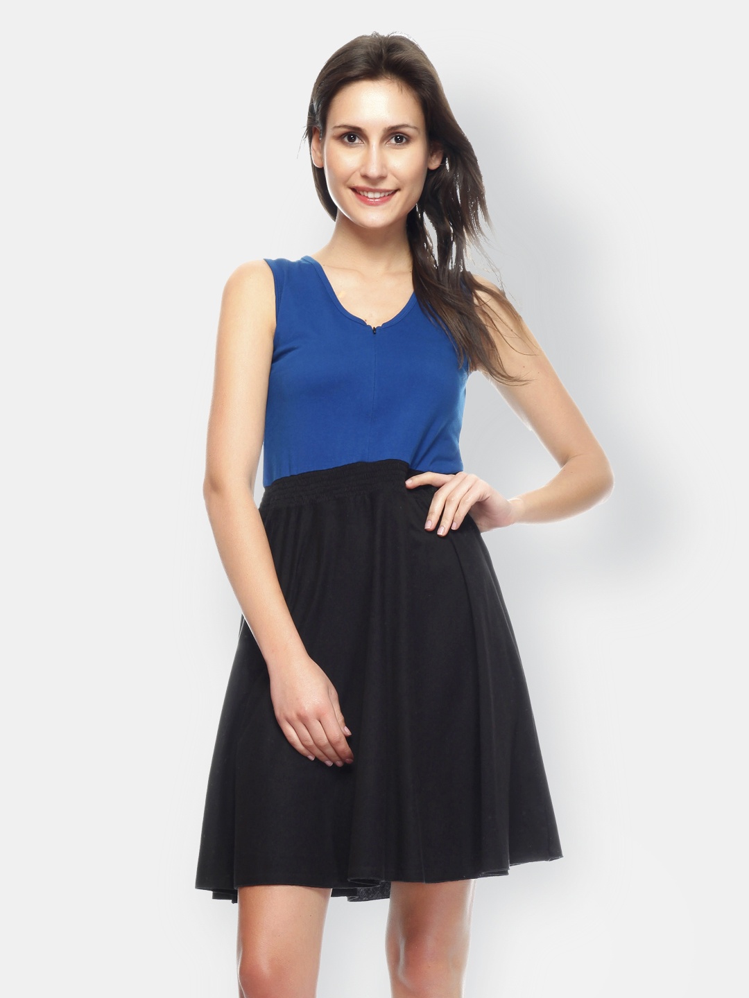 

Gritstones Blue & Black Fit & Flare Dress