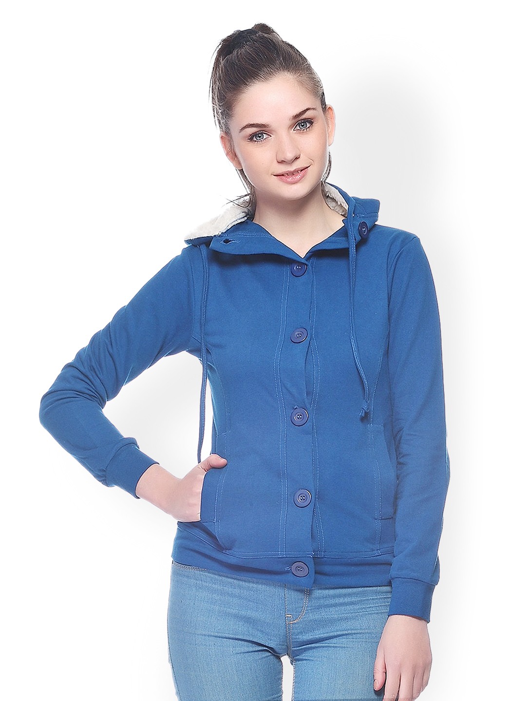 

GRITSTONES Women Blue Hooded Jacket