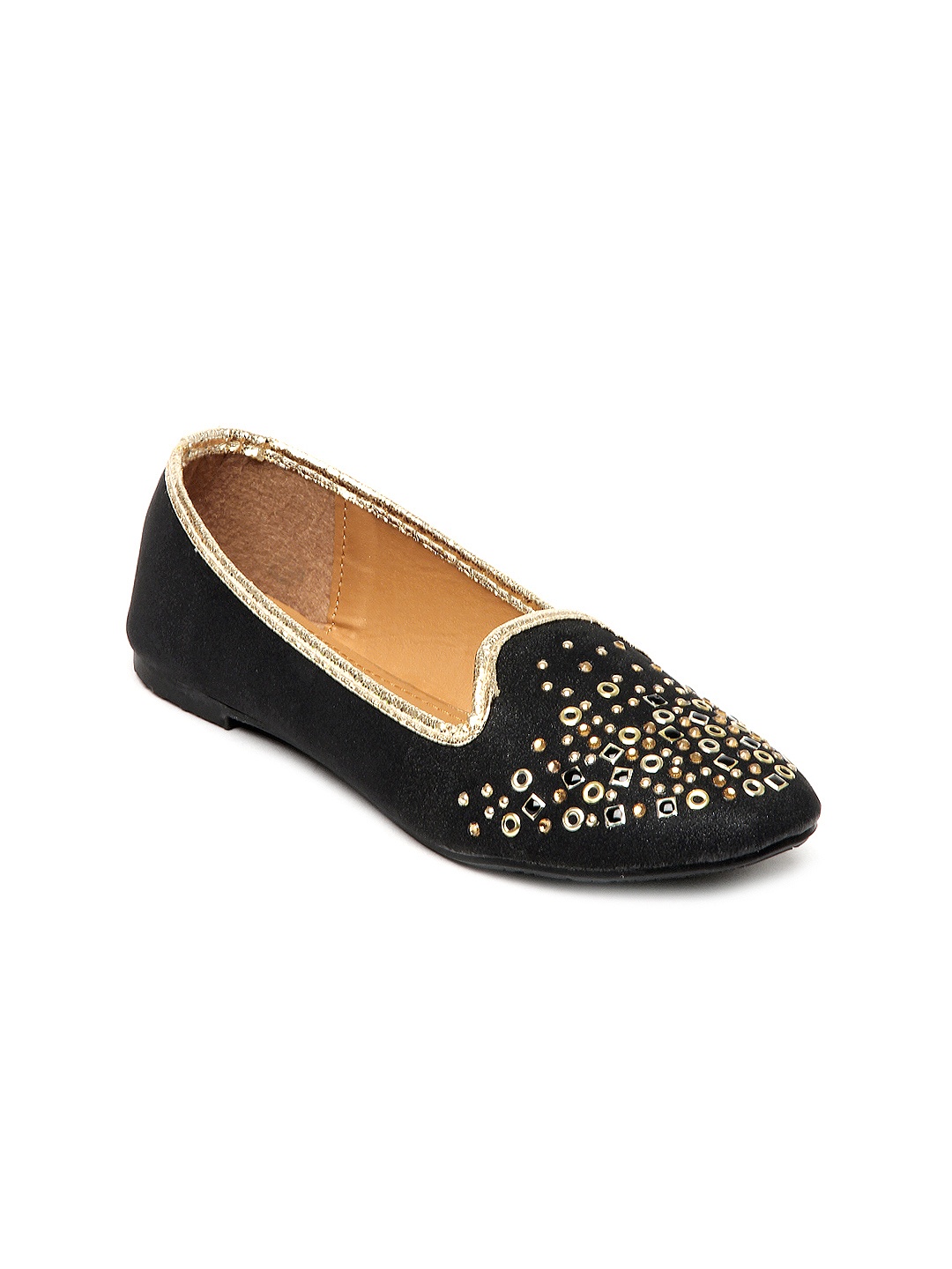 Myntra Get Glamr Women Black Studded Flat Shoes 190620 | Buy Myntra Get ...