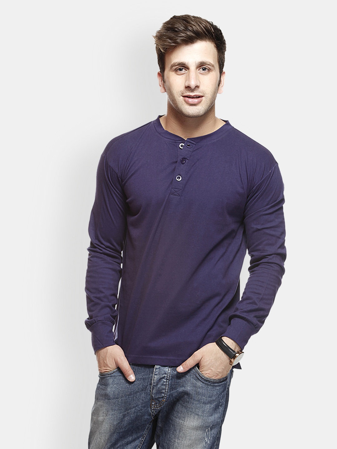 

Gritstones Men Blue Pure Cotton T-shirt