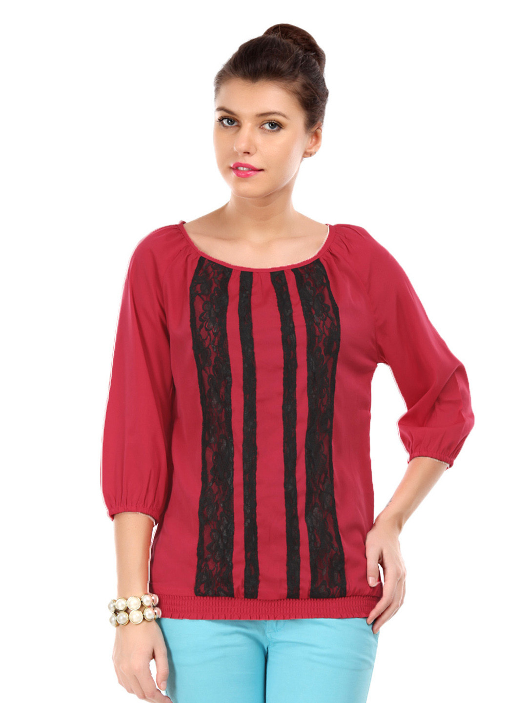 

Harpa Women Pink Lace Top