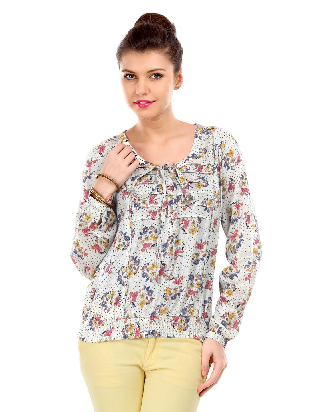 

Harpa Women Pista Green Floral Print Top