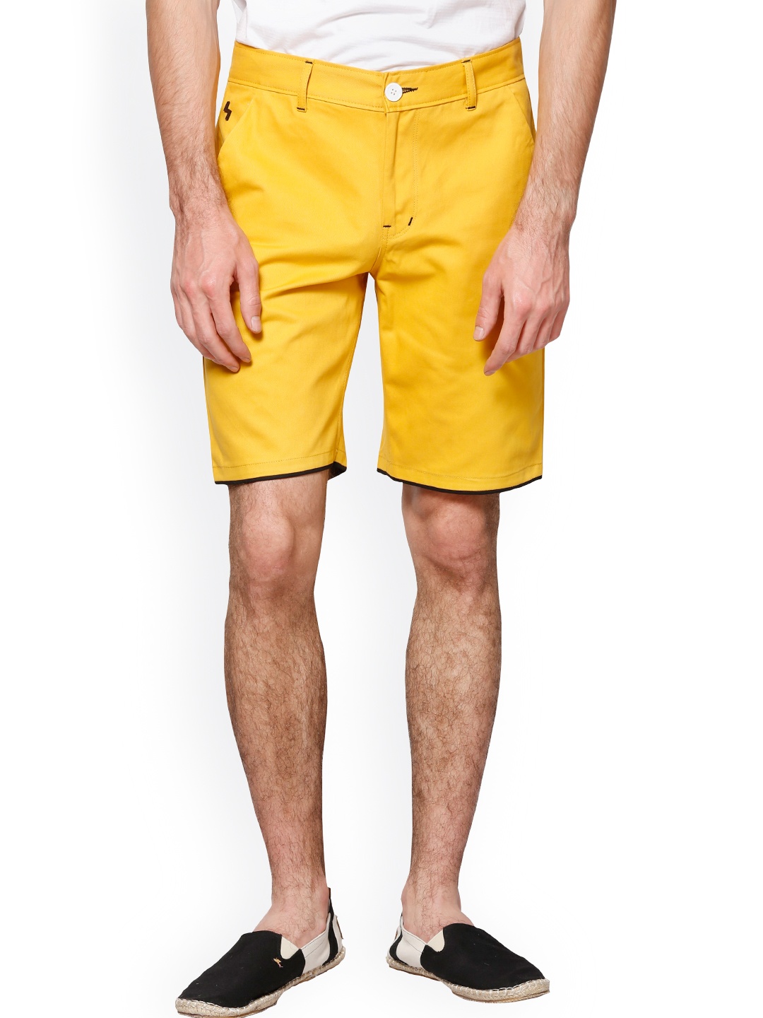 Myntra Haute Couture Men Mustard Yellow Tailored Fit Shorts 773120 ...