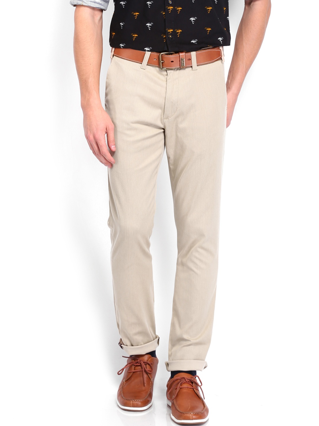 

Highlander Men Beige Slim Fit Trousers