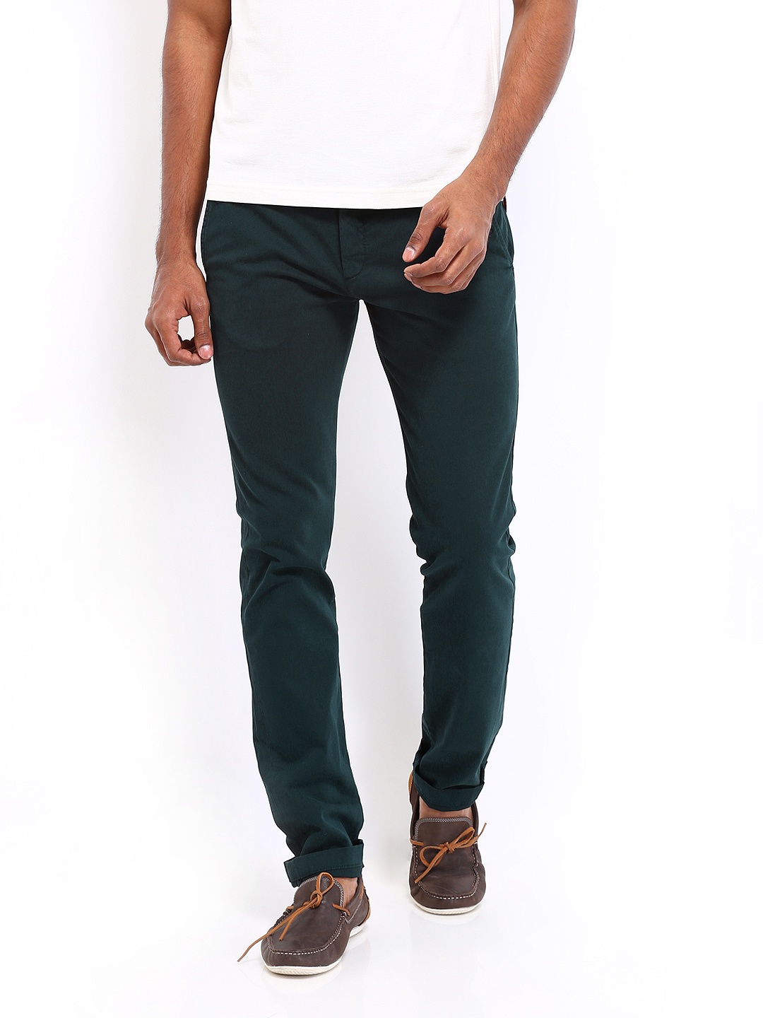 

Highlander Men Teal Green Slim Fit Chino Trousers