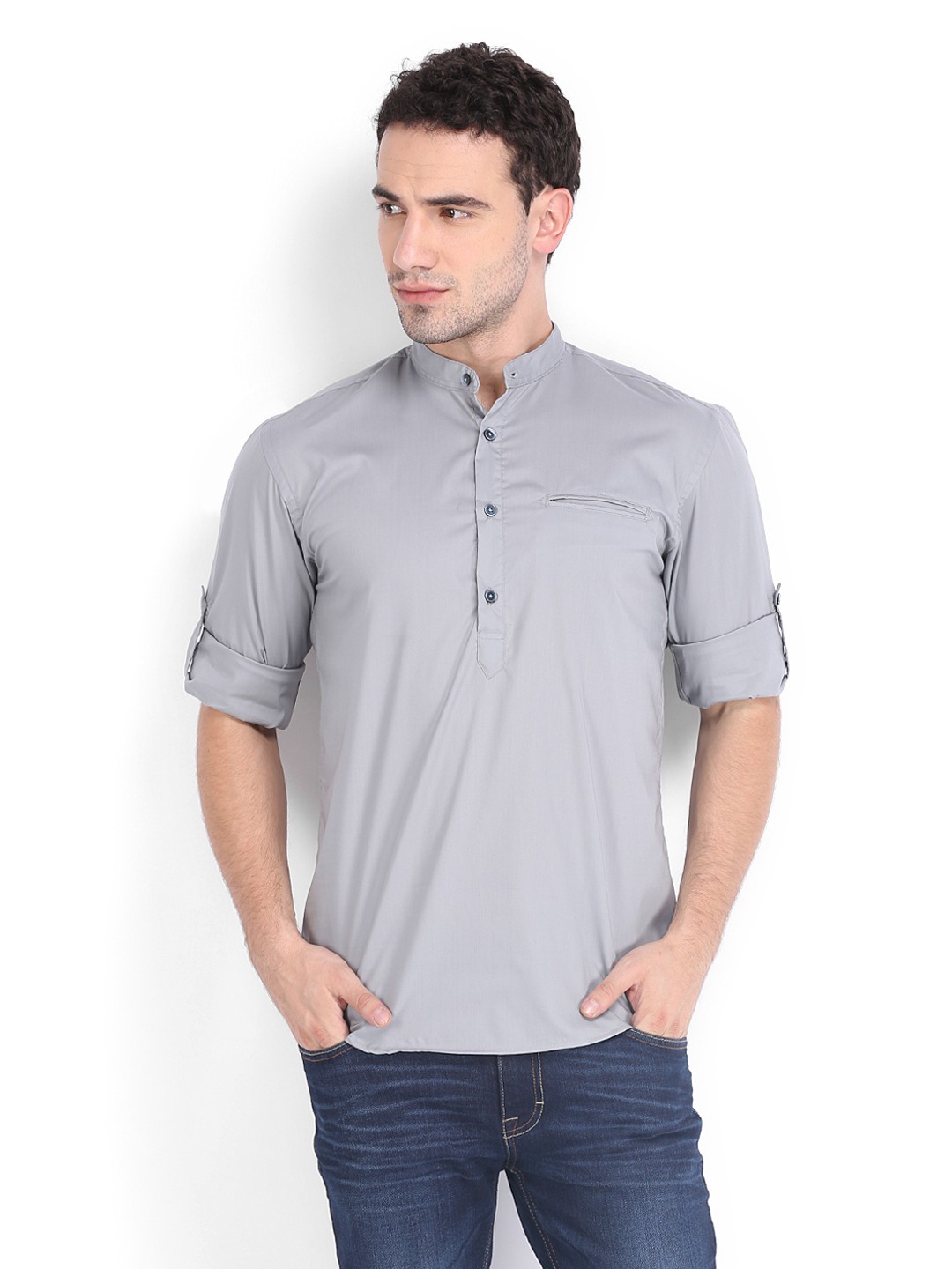 

Highlander Men Grey Slim Fit Casual Shirt