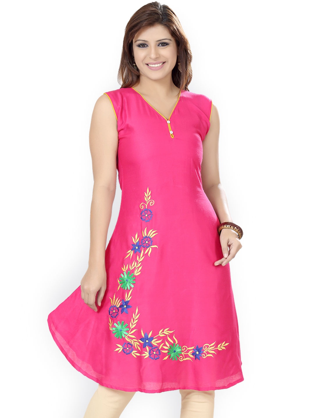 

Ishin Women Pink Embroidered Kurta