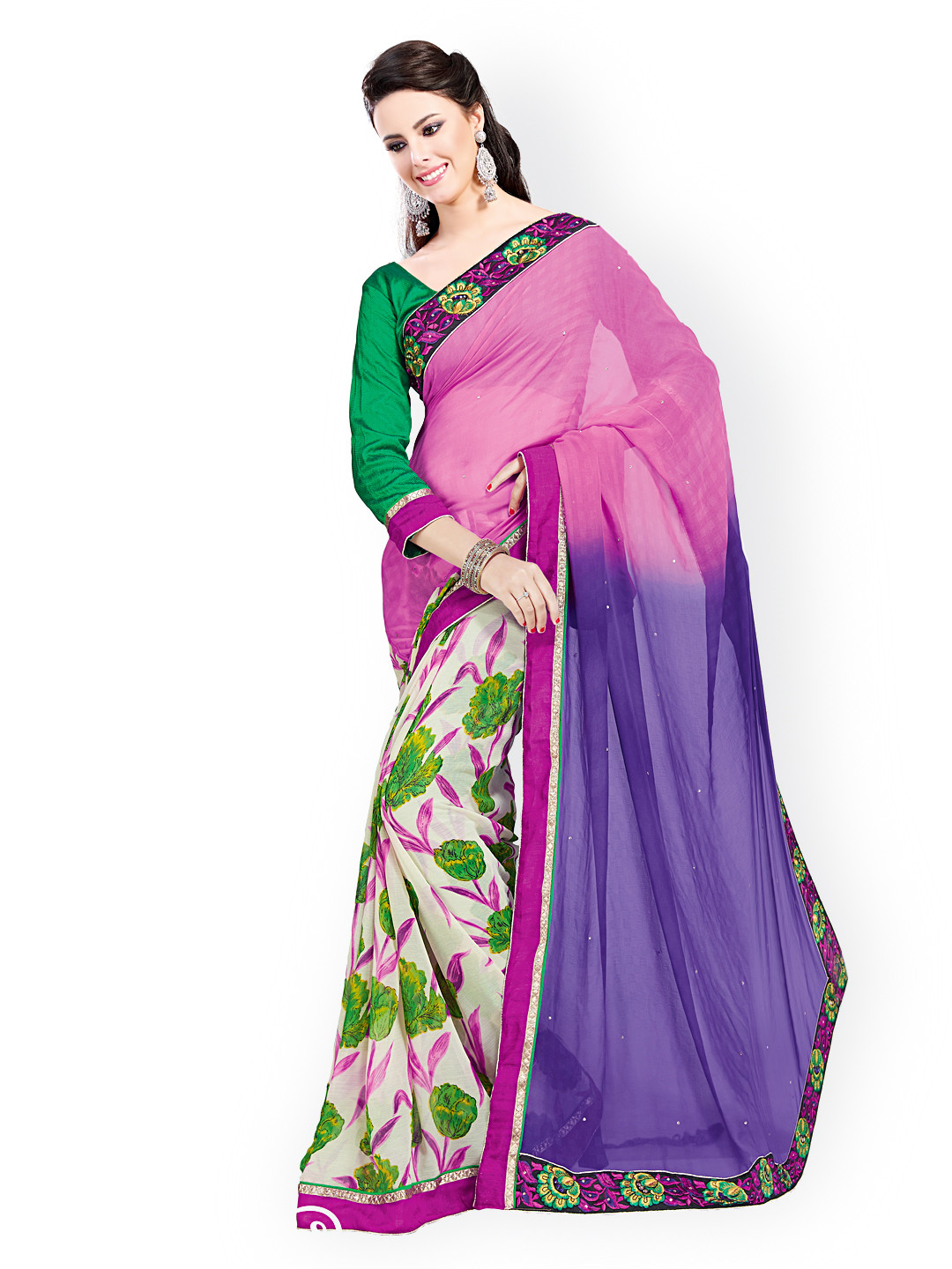 

Kalista Multicoloured Printed Georgette Fashion Saree, Multi