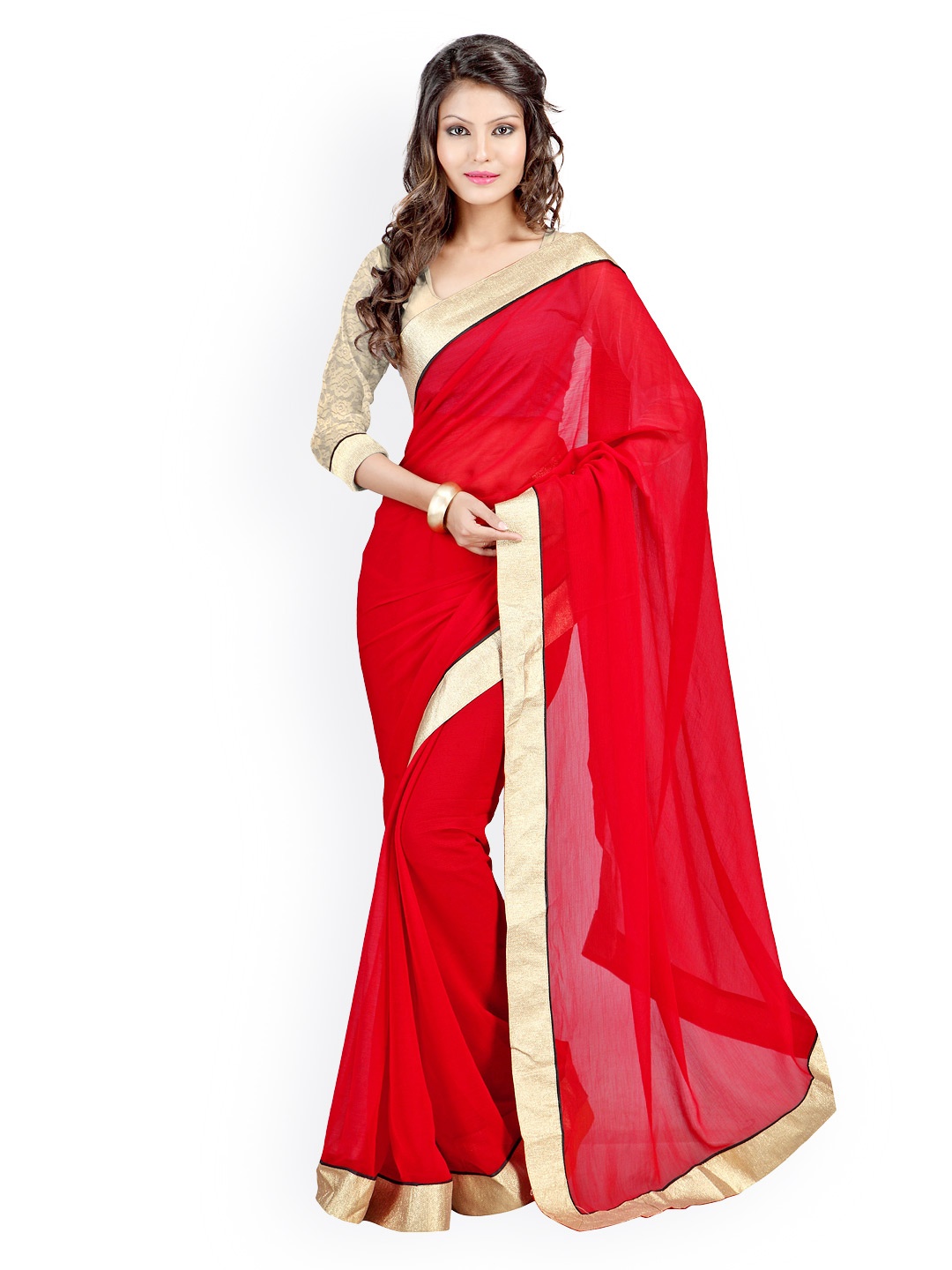 

Kalista Red Chiffon Fashion Saree