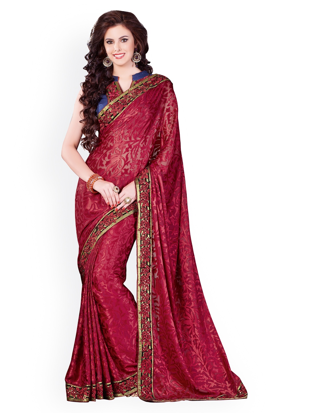 

Kalista Maroon Brasso Partywear Saree