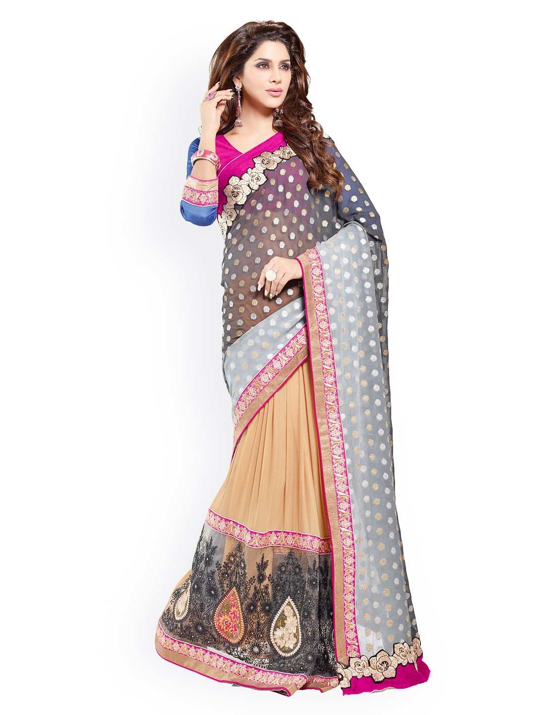 

Kalista Multicoloured Embroidered Georgette Partywear Saree, Multi