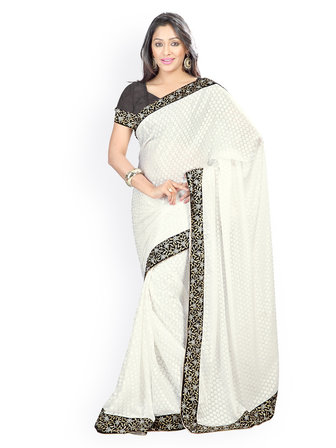 

Kalista White Brasso Fashion Saree