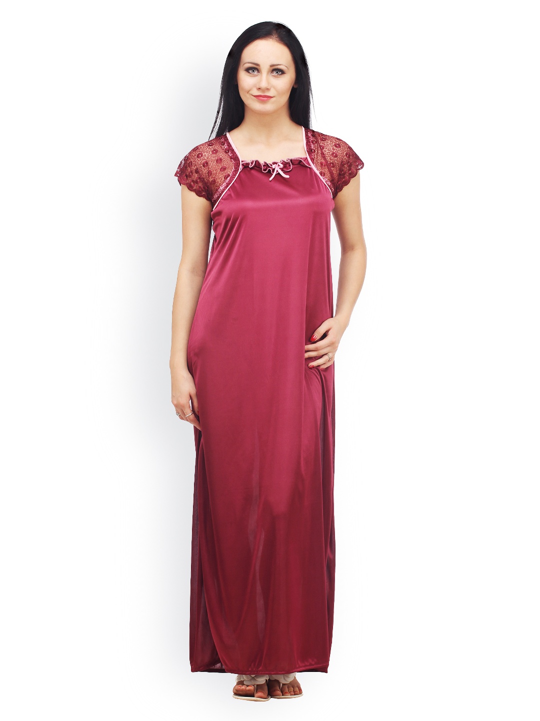 

Klamotten Women Maroon Maxi Nightdress X10