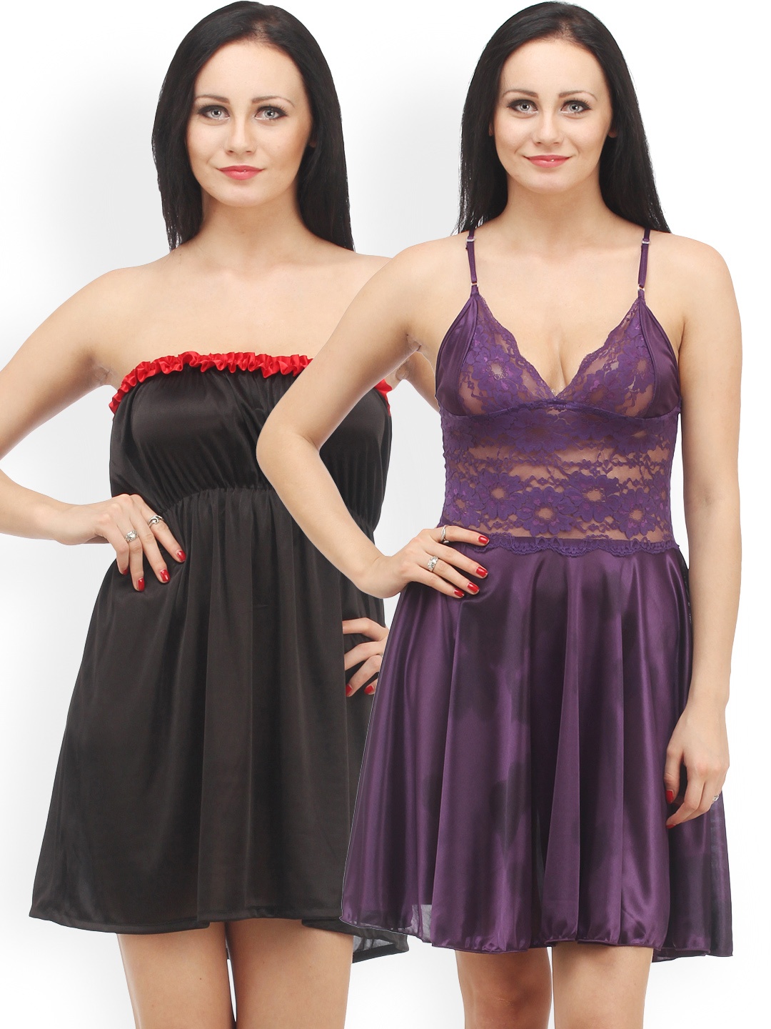 

Klamotten Pack of 2 Nightdresses, Black