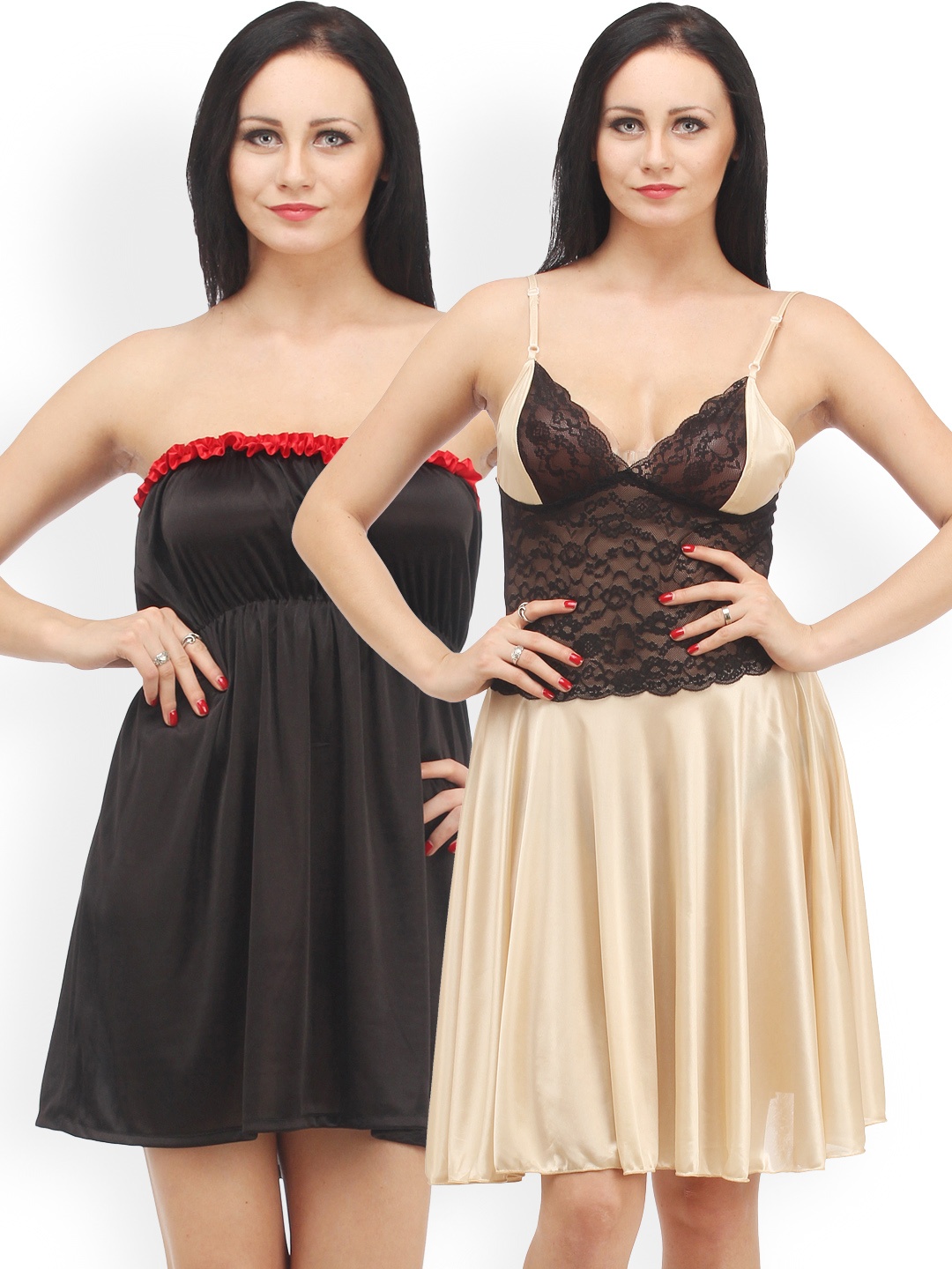 

Klamotten Pack of 2 Nightdresses, Black
