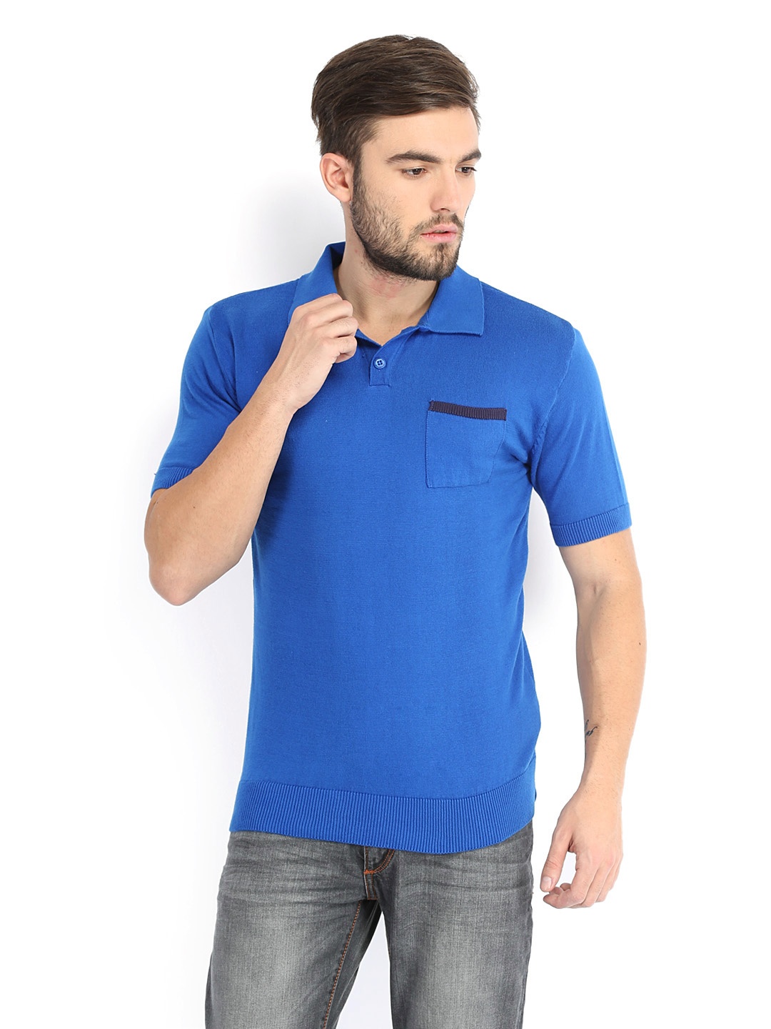 

Locomotive Men Blue Polo Pure Cotton T-shirt