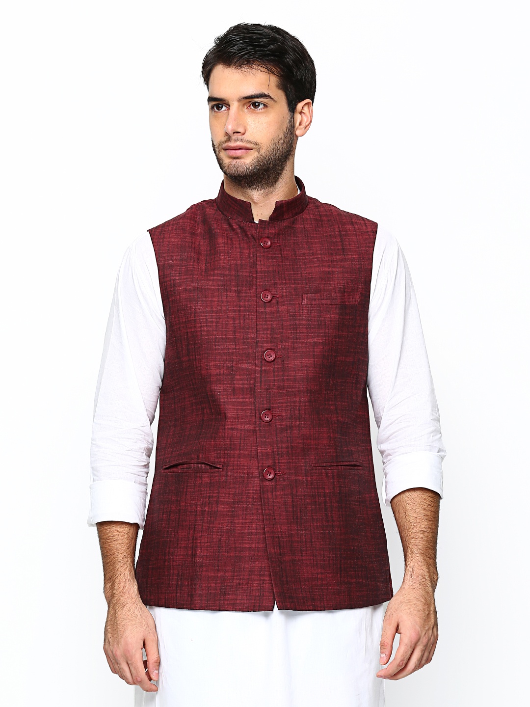 

Manyavar Maroon Nehru Jacket