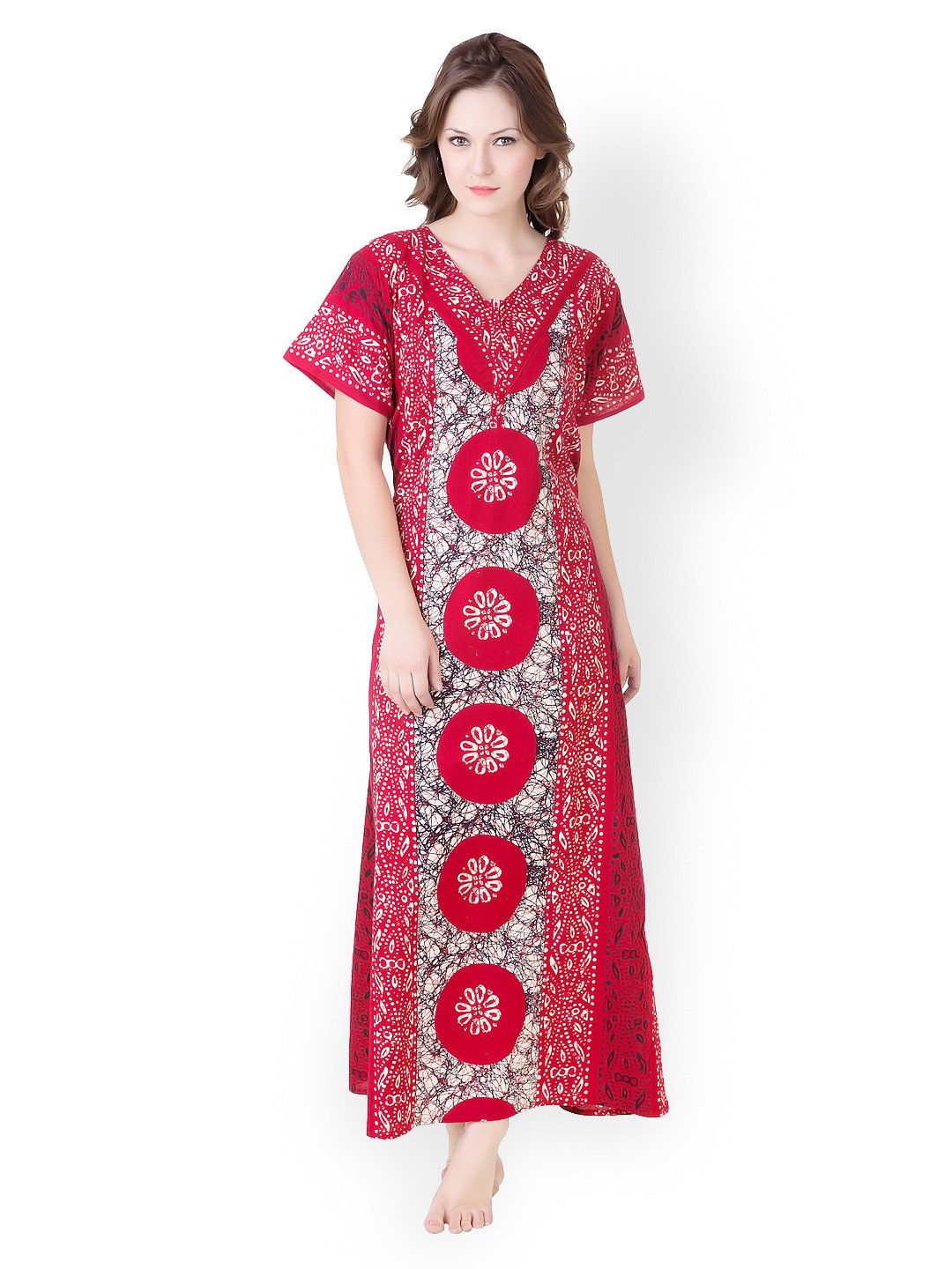 

Masha Red & white Printed Maxi Nightdress NT53-182