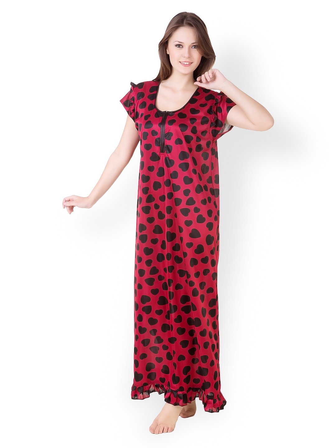 

Masha Women Maroon Printed Maxi Nightdress NT41-140