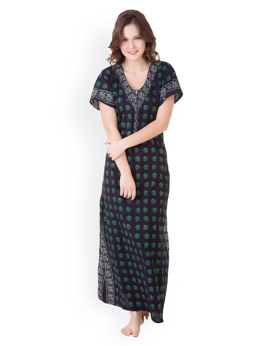 

Masha Navy Printed Maxi Nightdress NT49-170, Navy blue