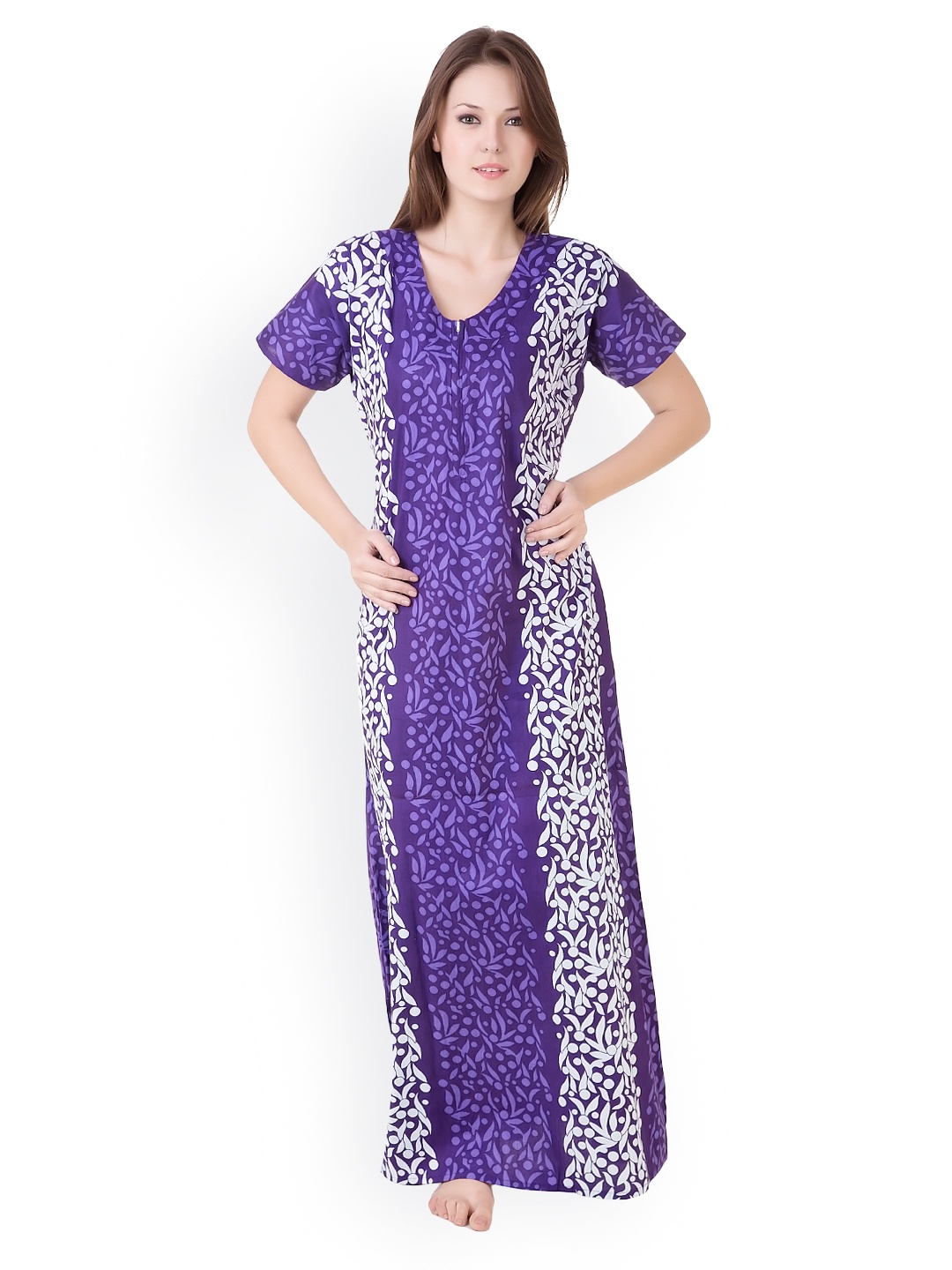 

Masha Purple Printed Maxi Nightdress NT48-168