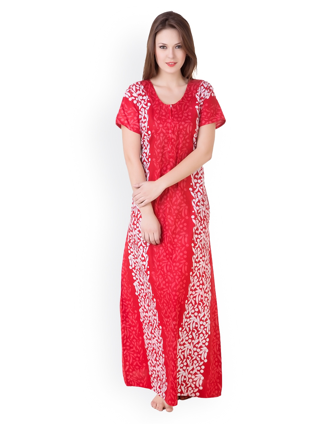 

Masha Red Printed Maxi Nightdress NT48-166