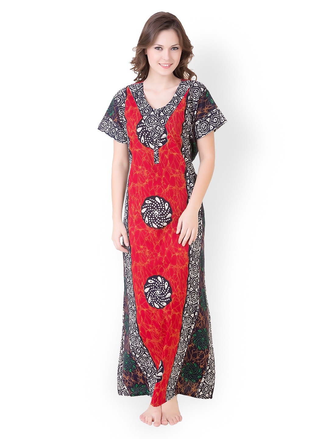 

Masha Red & Navy Printed Maxi Nightdress NT55-187