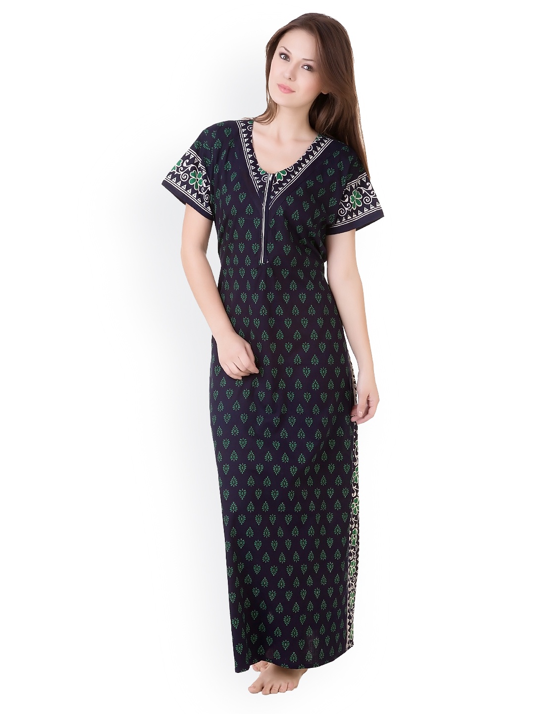

Masha Navy Printed Maxi Nightdress NT50-174, Navy blue