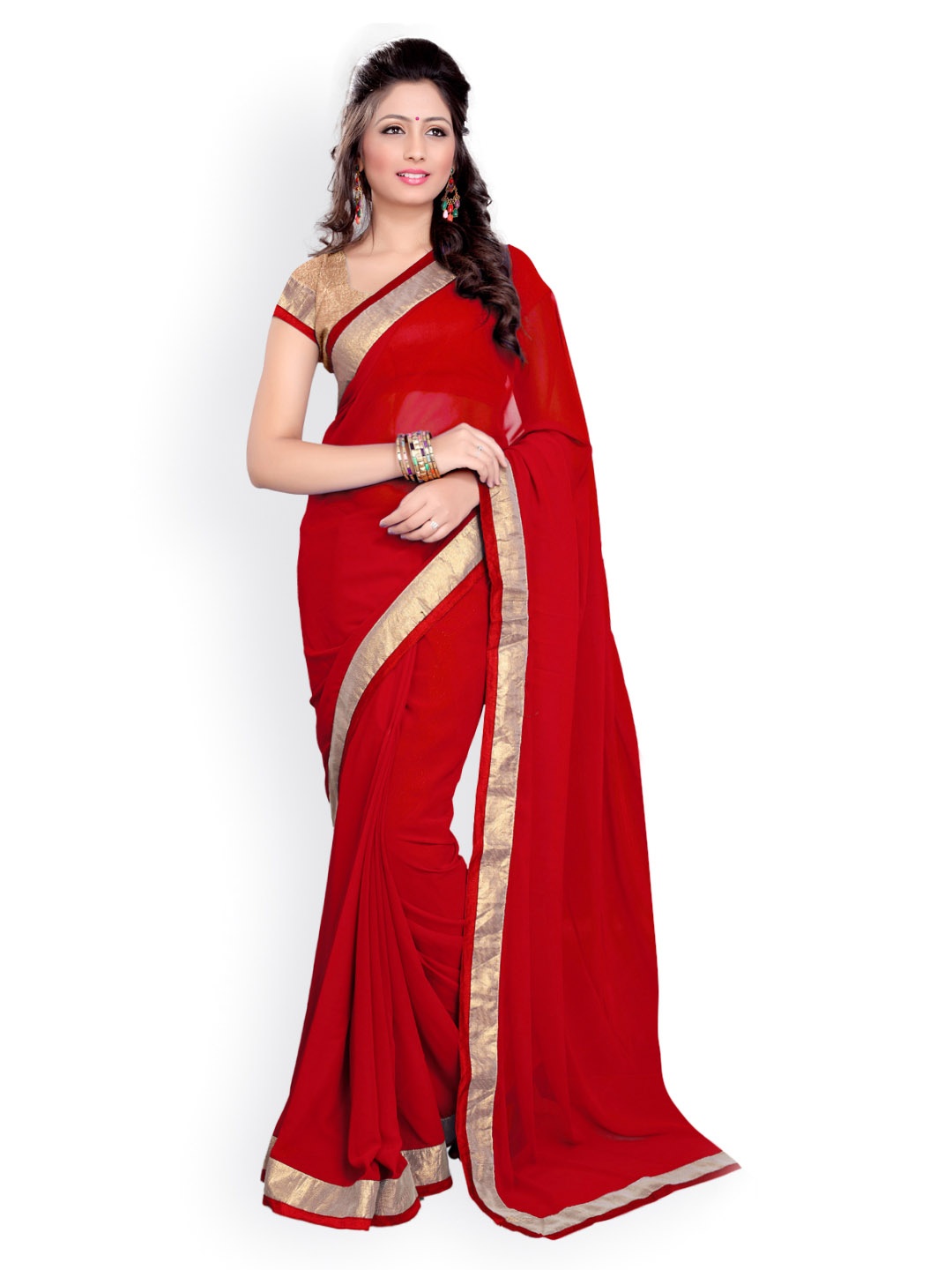 

MIRCHI FASHION Red Georgette Fashion Saree