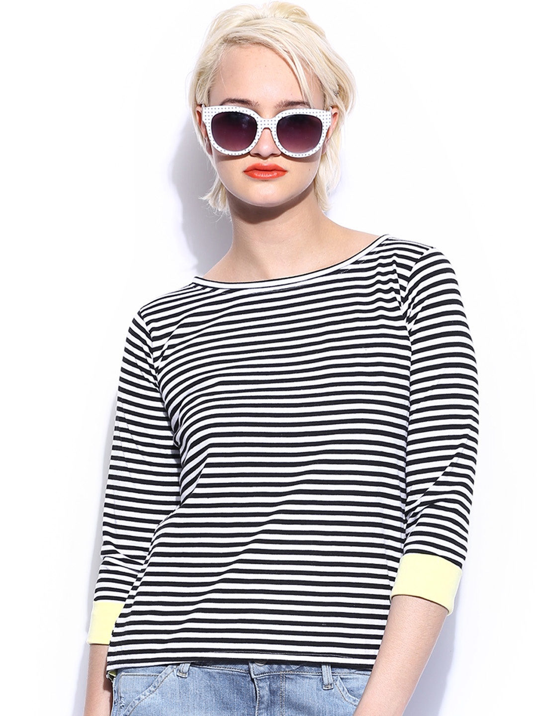 

Miss Chase Black & White Striped Top