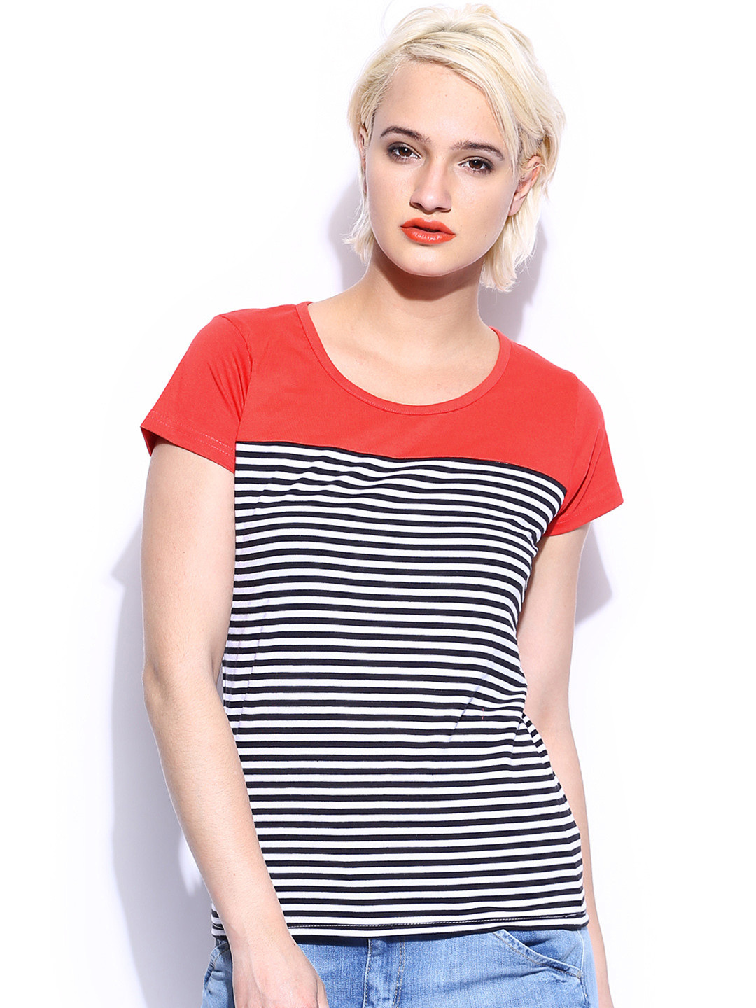 

Miss Chase White & Black Striped Top