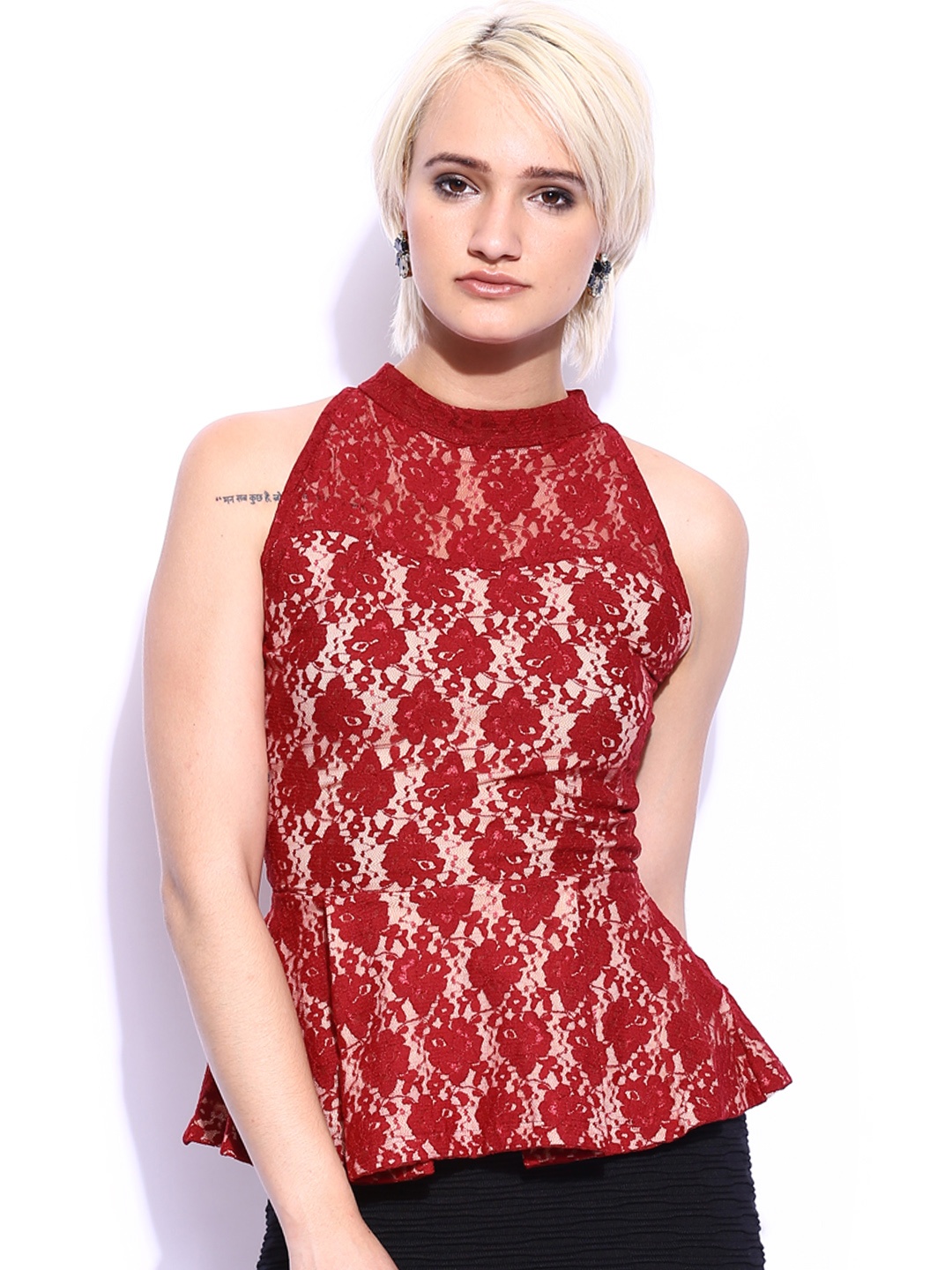

Miss Chase Women Maroon Peplum Top
