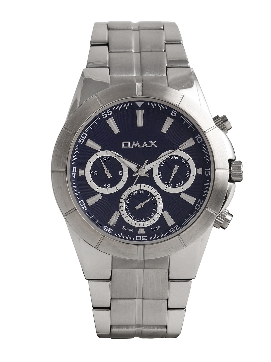 

Omax Men Navy Dial Watch SS601, Navy blue