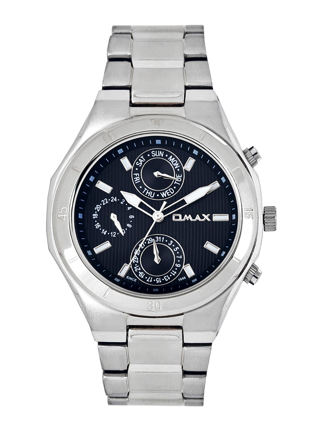 

Omax Men Navy Dial Watch SS631, Navy blue