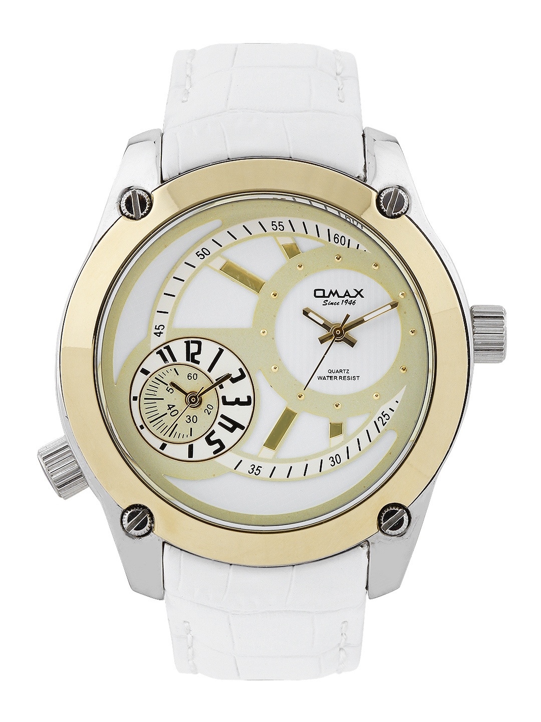 

Omax Unisex White & Gold Toned Dial Watch