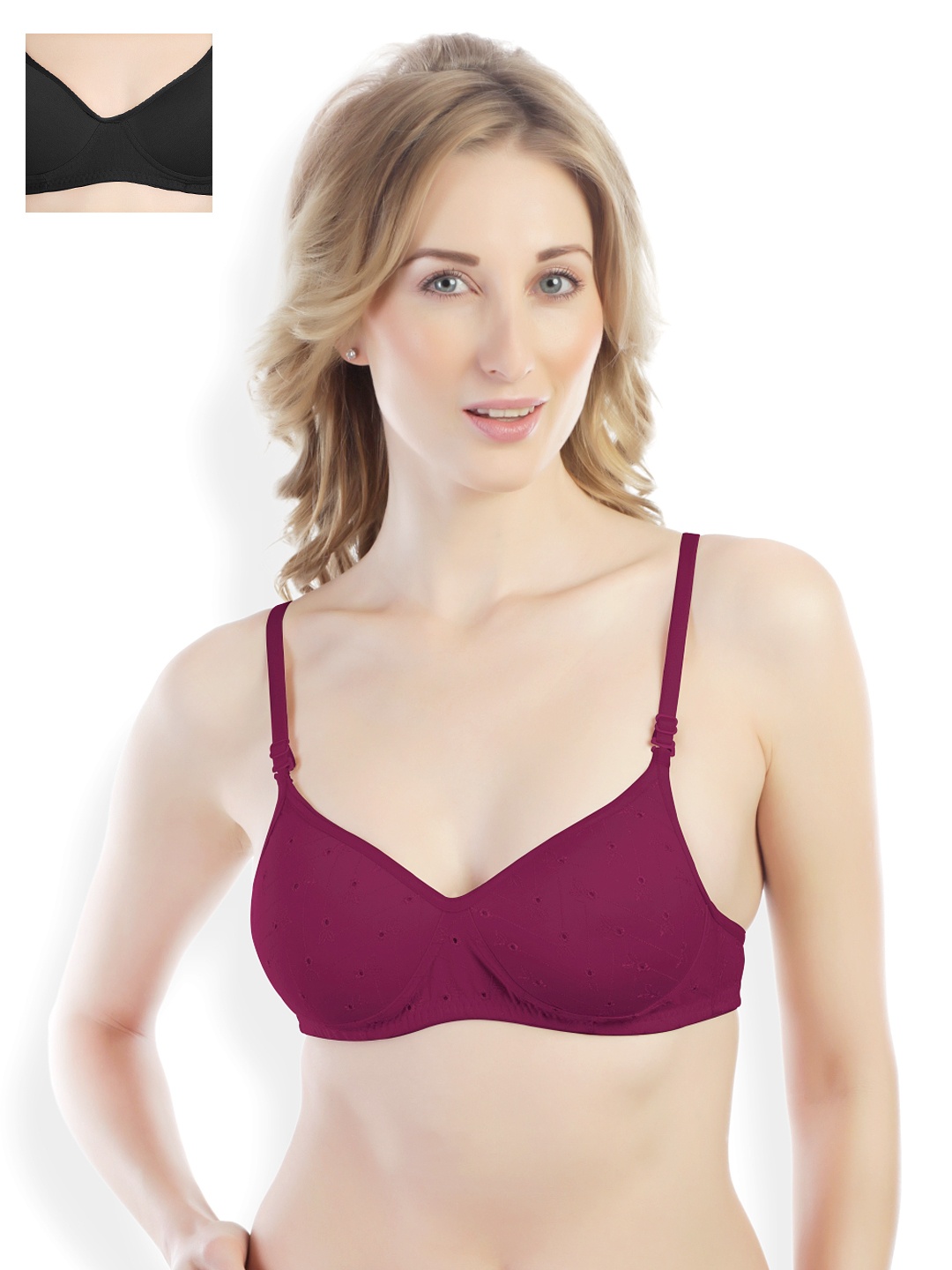 

Tweens Pack of 2 Full-Coverage T-shirt Bras TW1302MG-TW1301BL-36B, Magenta