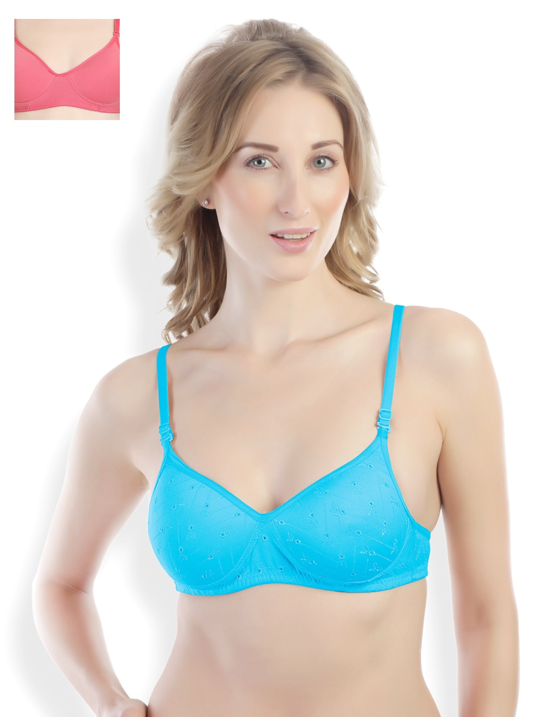 

Tweens Pack of 2 Full-Coverage T-shirt Bras TW1302TBLU-TW1301DPK, Blue