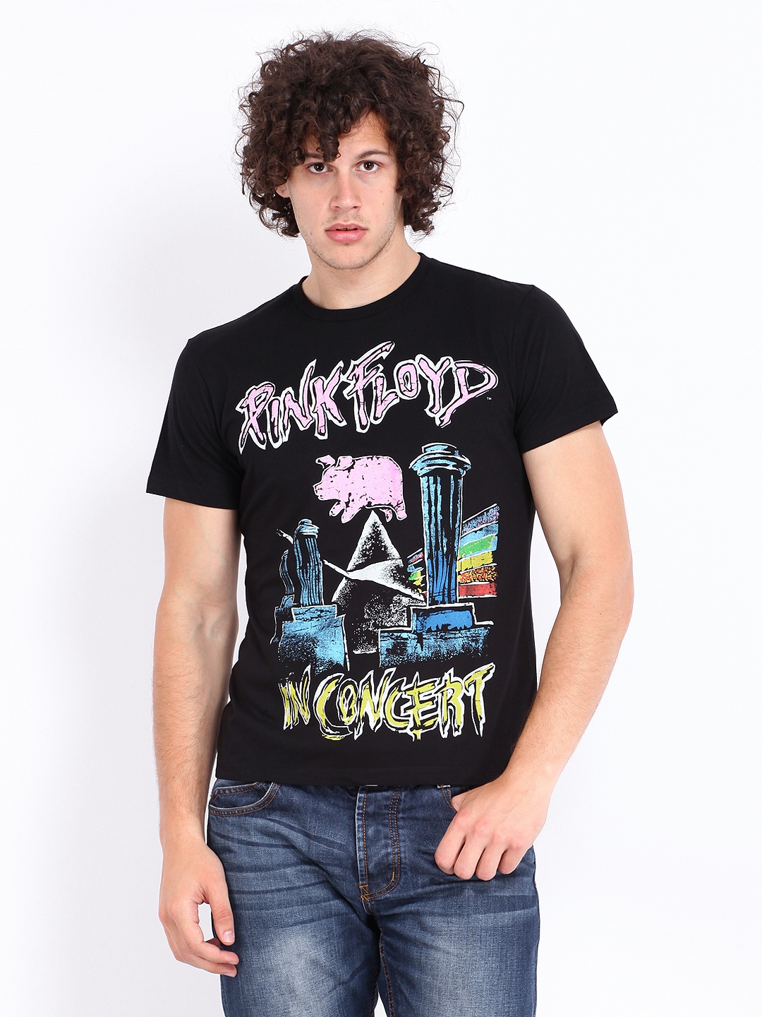 

Free Authority Men Black Printed - Pink Floyd Pure Cotton T-shirt