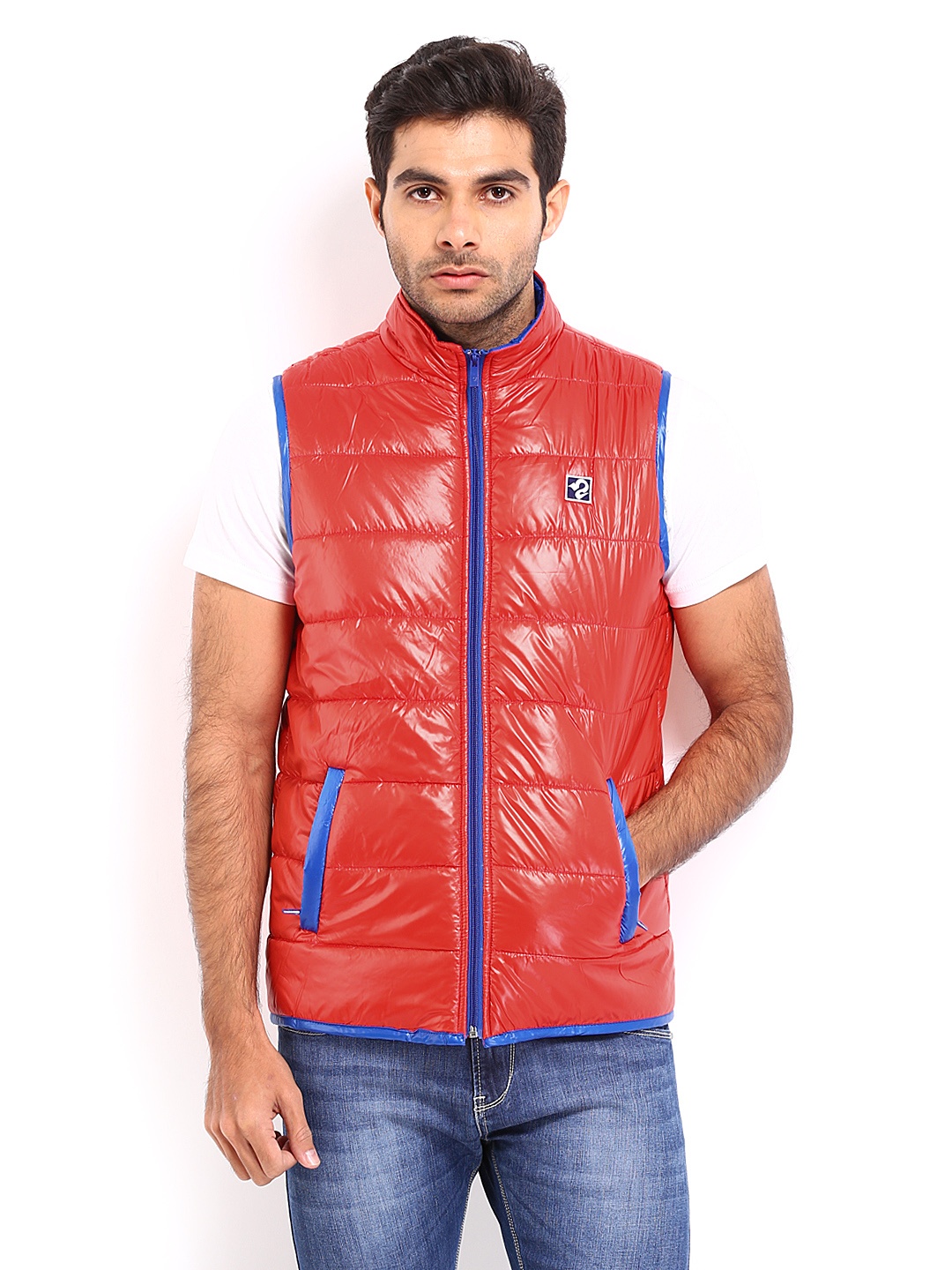 

Republic of Speil Men Red Padded Sleeveless Jacket