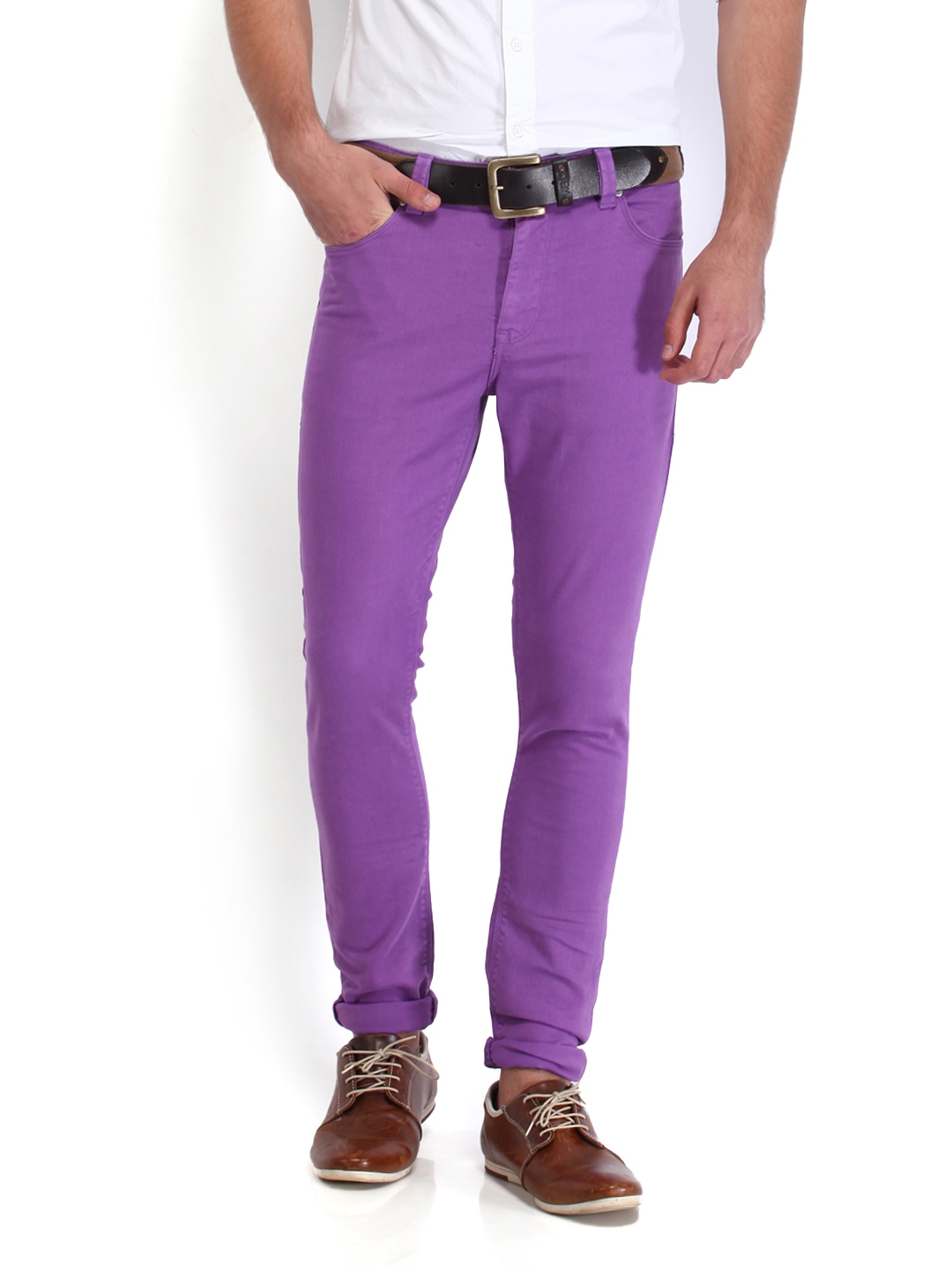 Myntra STANLEY KANE Men Purple Super Skinny Stretch Fit Jeans 485834 ...