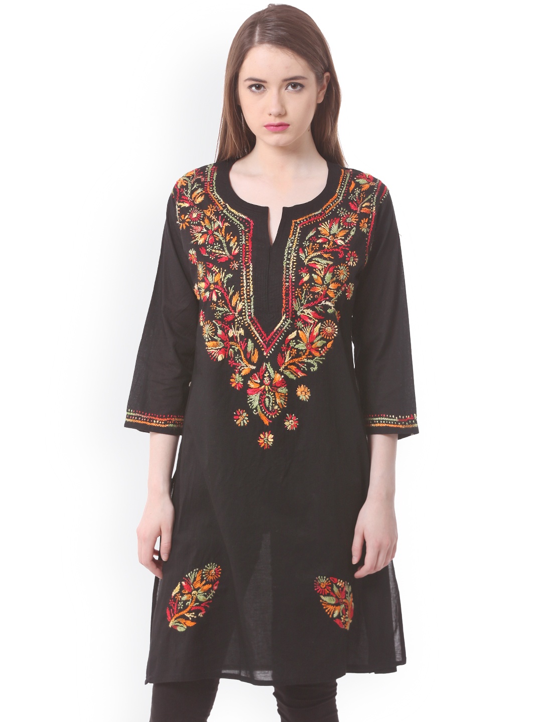 

Saadgi Black Chikankari Embroidered Kurta