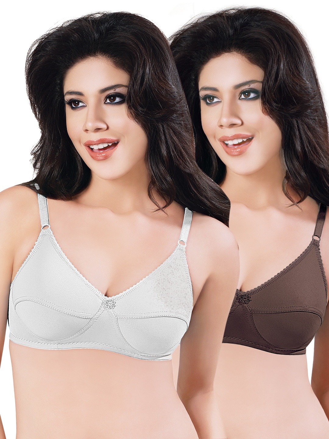 

Sonari Pack of 2 Full-Coverage Bras, Brown