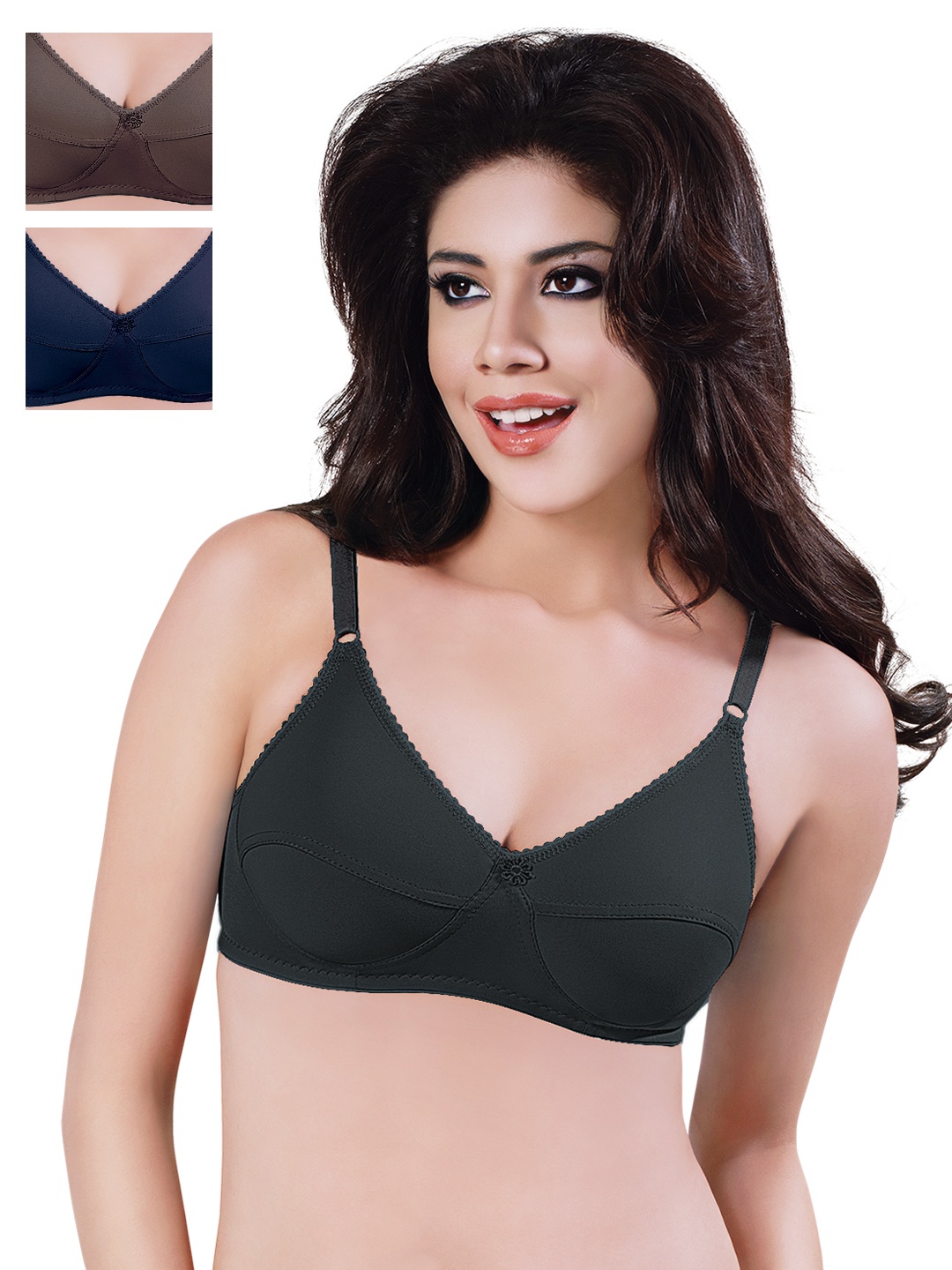 

Sonari Pack of 3 Full-Coverage Bras, Black