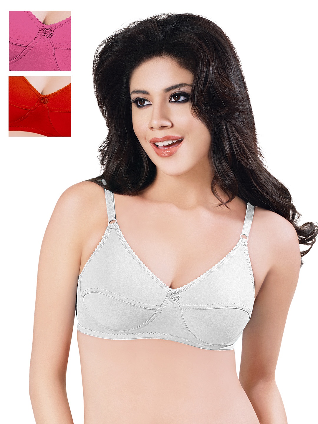 

Sonari Pack of 3 Full-Coverage Bras, Pink