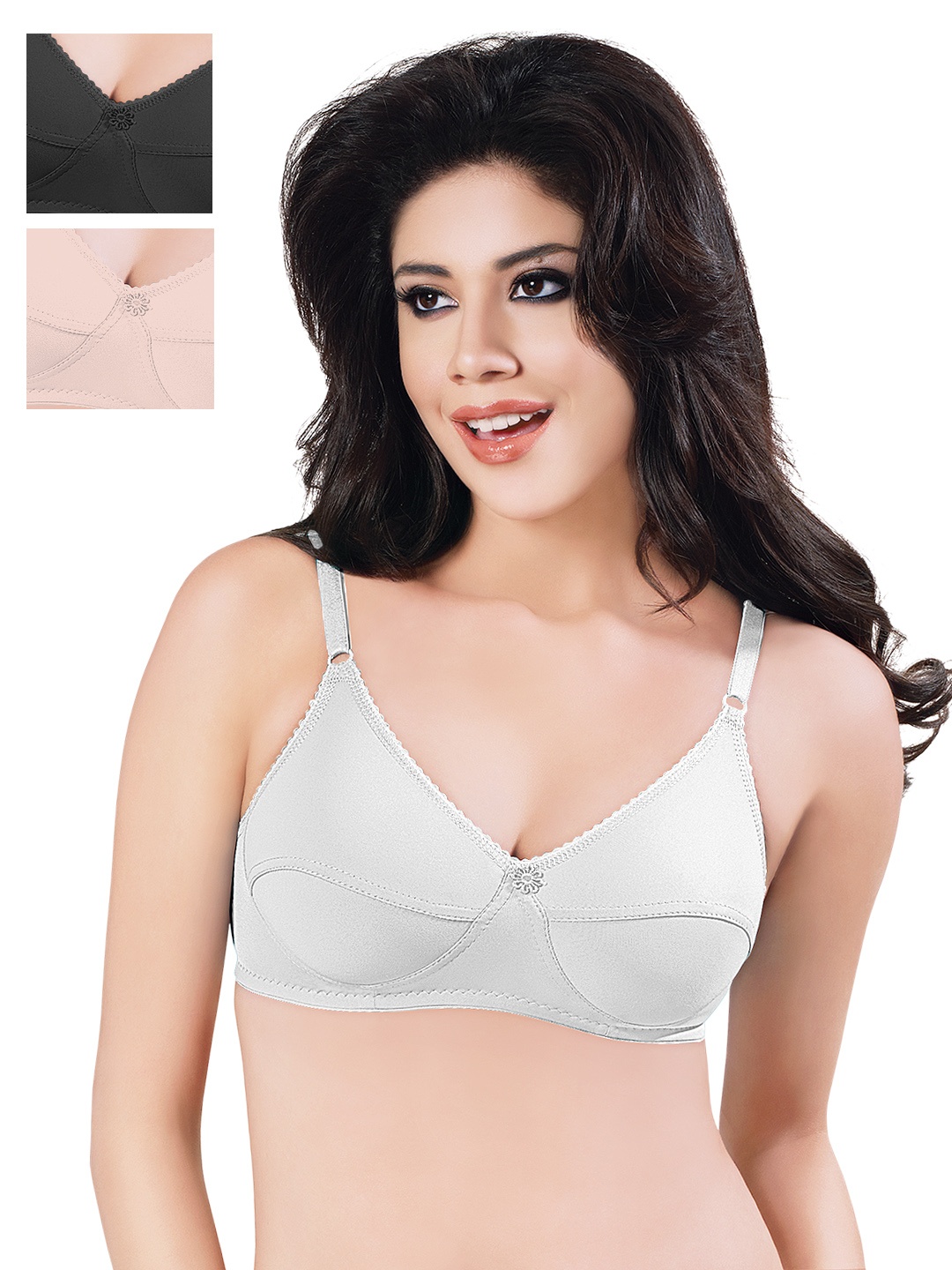 

Sonari Pack of 3 Full-Coverage Bras, Black