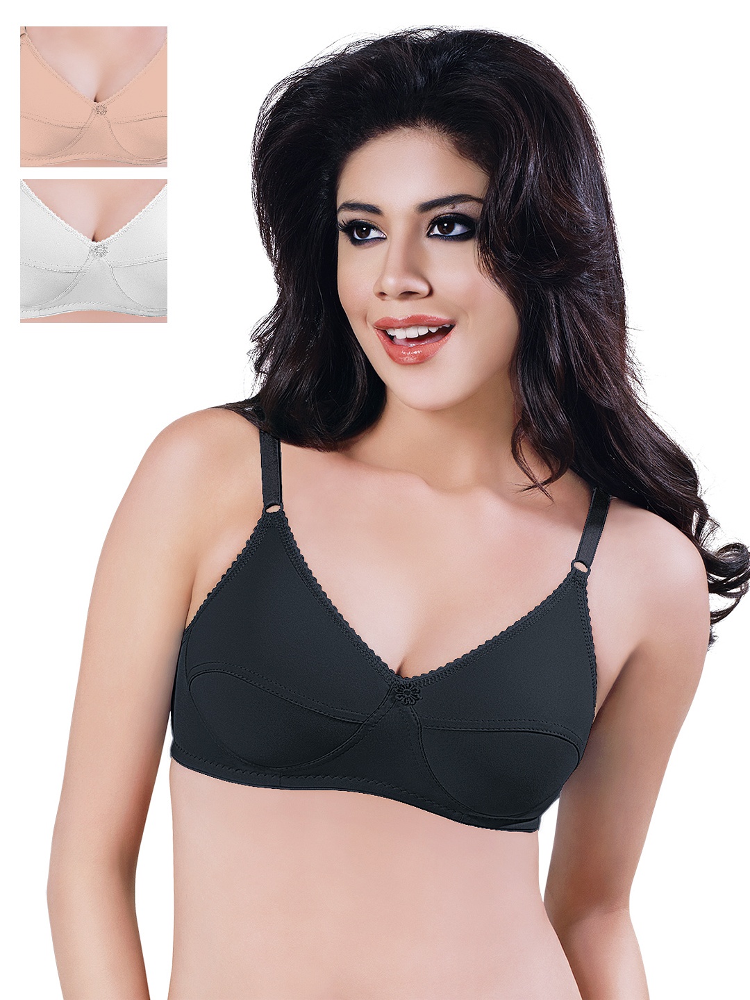 

Sonari Pack of 3 Full-Coverage Bras, Black