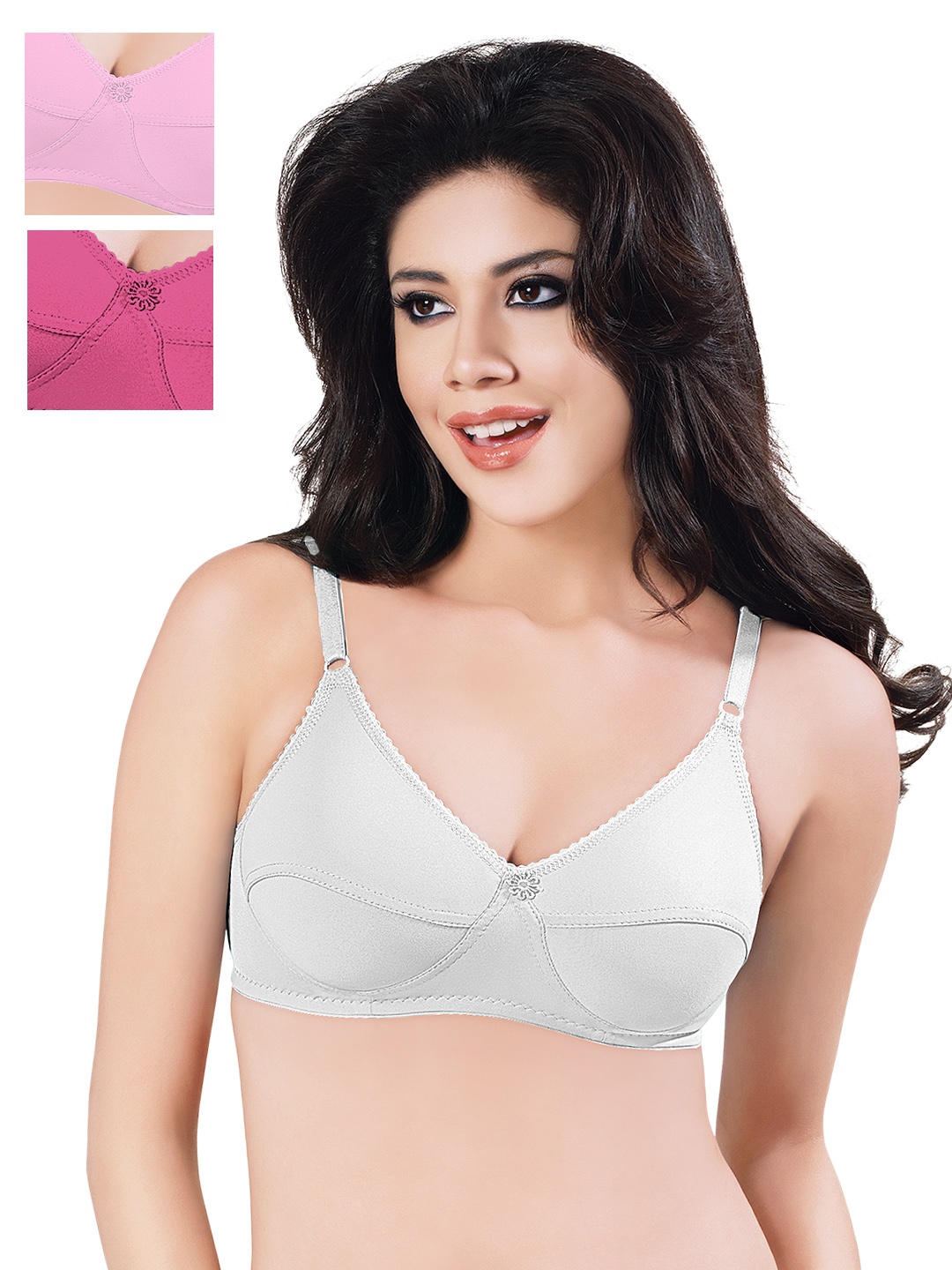 

Sonari Pack of 3 Full-Coverage Bras, Pink