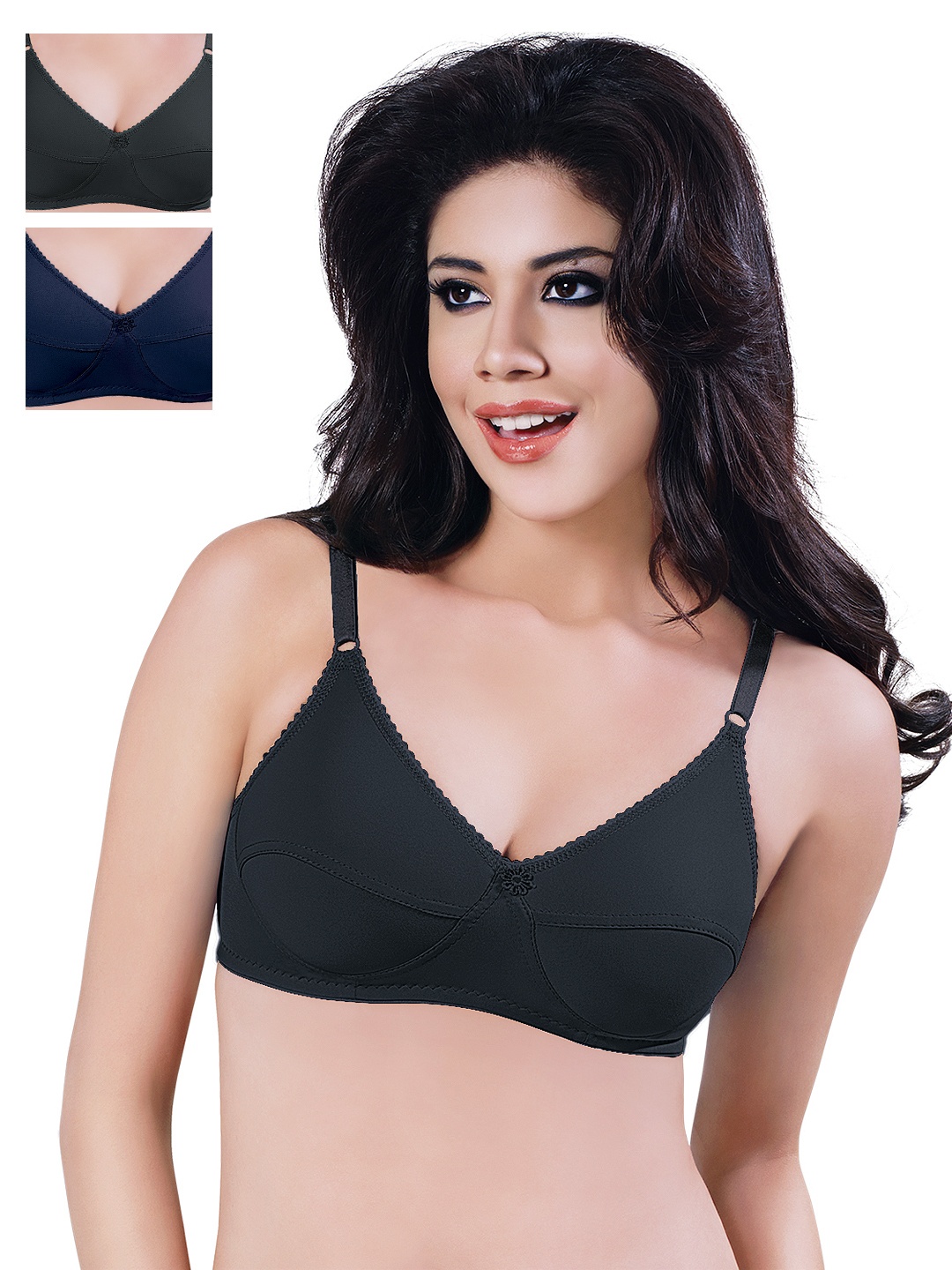 

Sonari Pack of 3 Full-Coverage Bras, Black